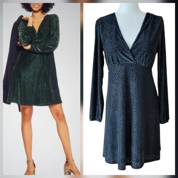 a new day Velvet Burnout Swiss Polka Dot Whimsigoth Fit and Flare Dress - Picture 1 of 9